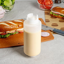Load image into Gallery viewer, FIFO 32 oz Condiment Squeeze Bottle Set - 6 Clear Precision Dispensing Bottles