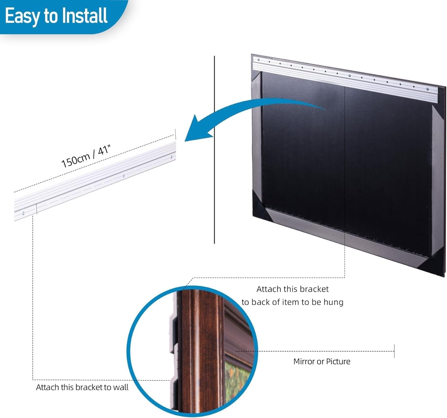 Multi-Purpose 41-Inch Aluminum Z Clips Cleat Hangers - Holds Up to 500 lbs