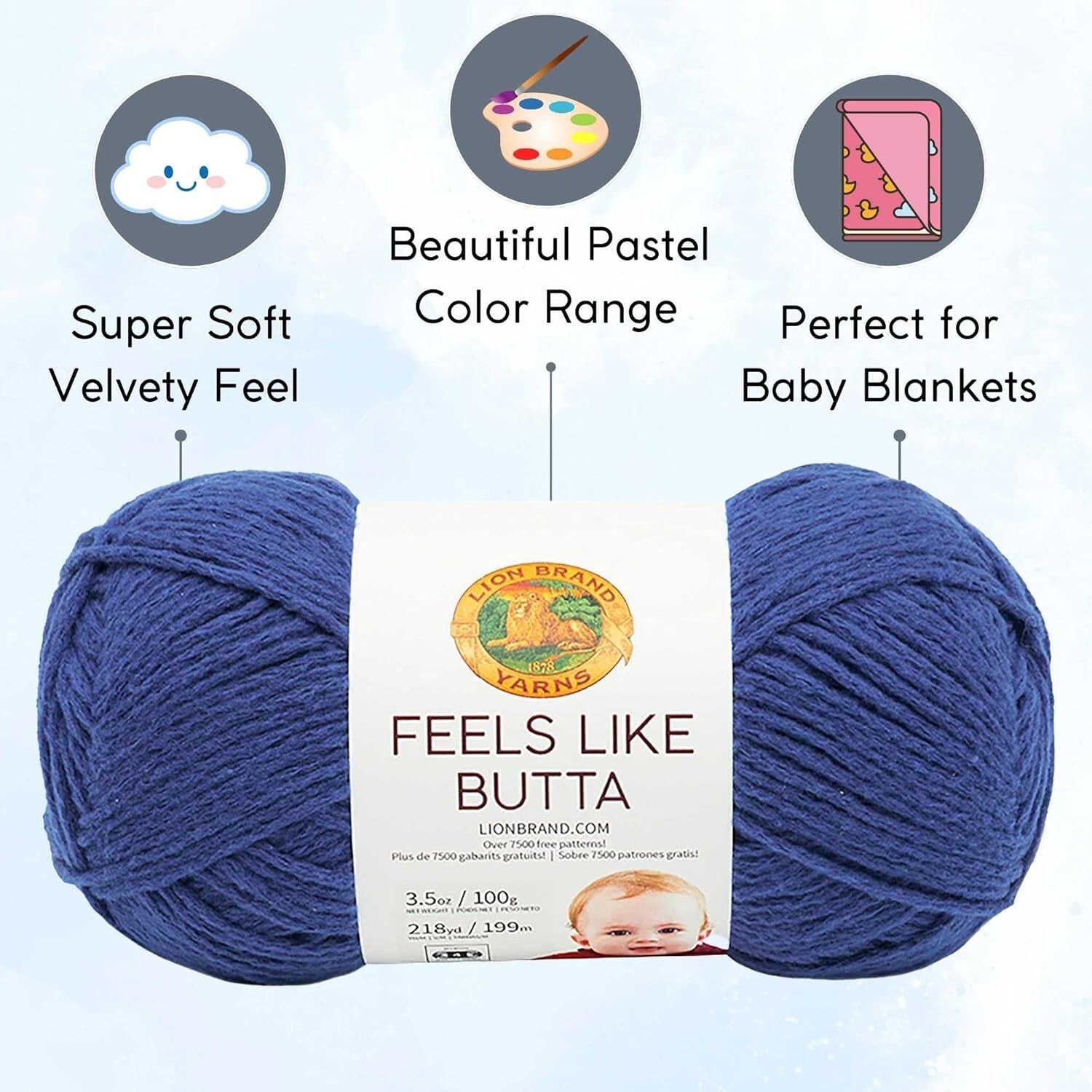 Durable Royal Blue Yarn Set - Same Dye Lot, 6 Skeins & Drawstring Project Bag