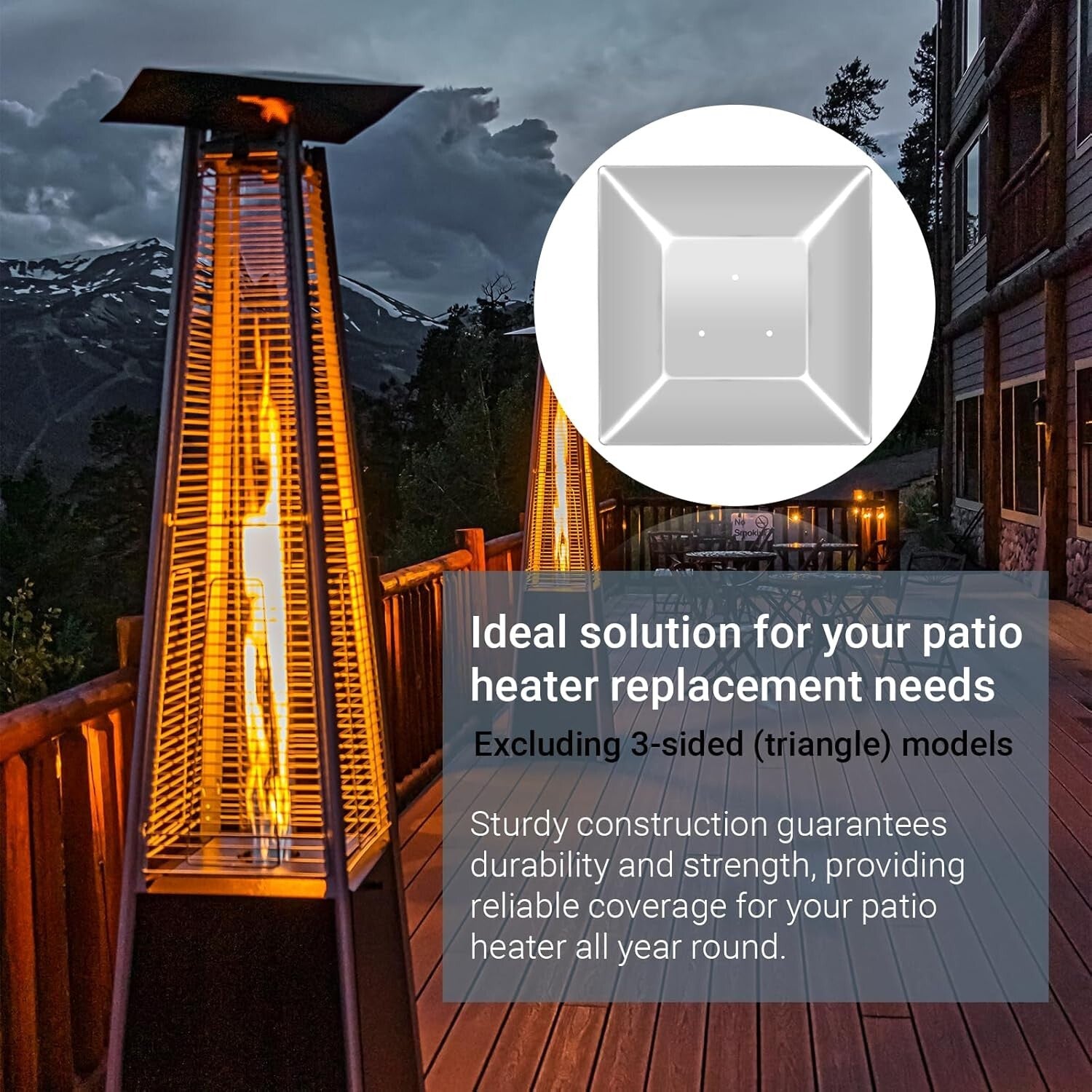 18.5" Square Heat Shield Replacement for Pyramid Gas Patio Heaters - Lightweight