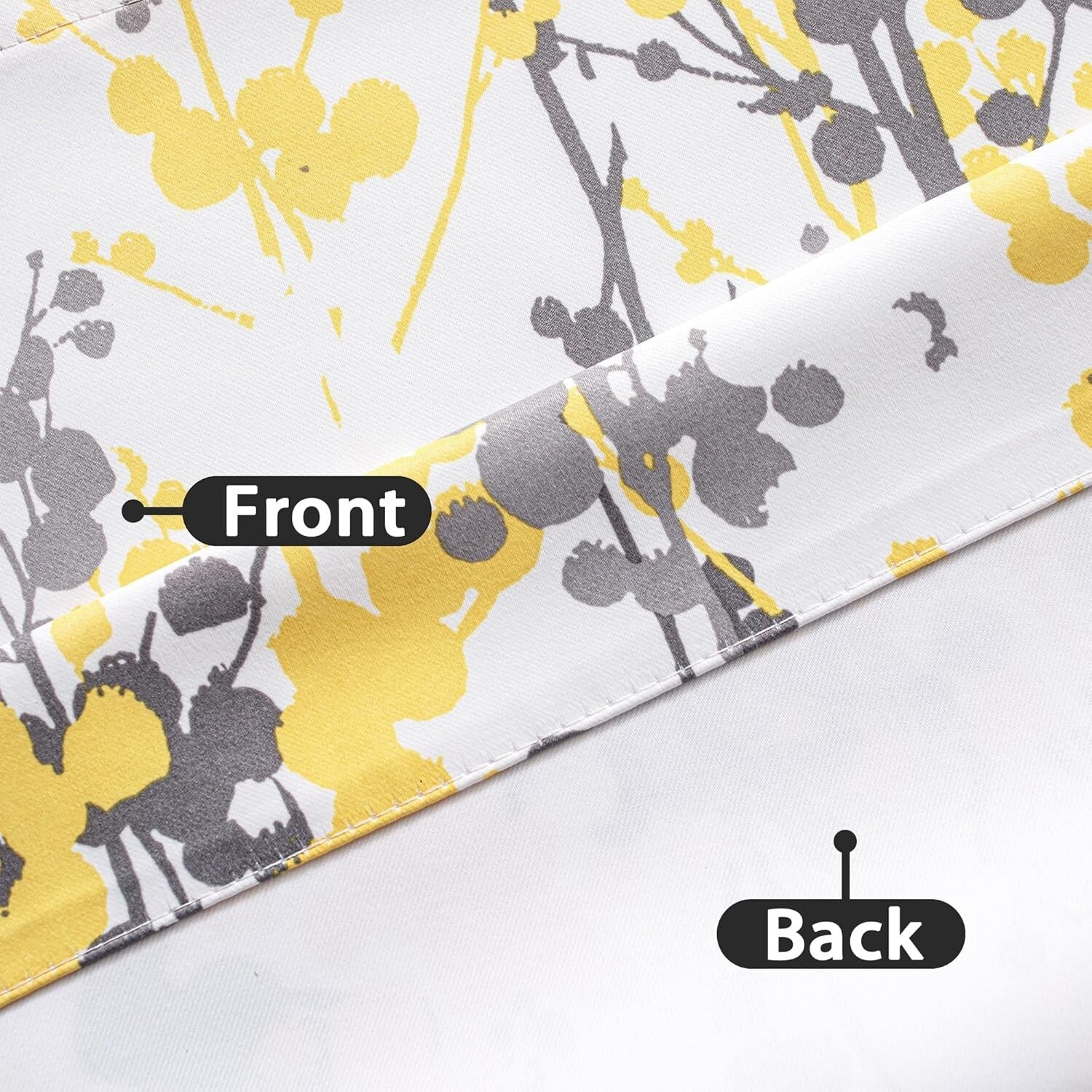 Elegant Abstract Floral Yellow Curtains - 84” Room Darkening Drapes (2 Panels)