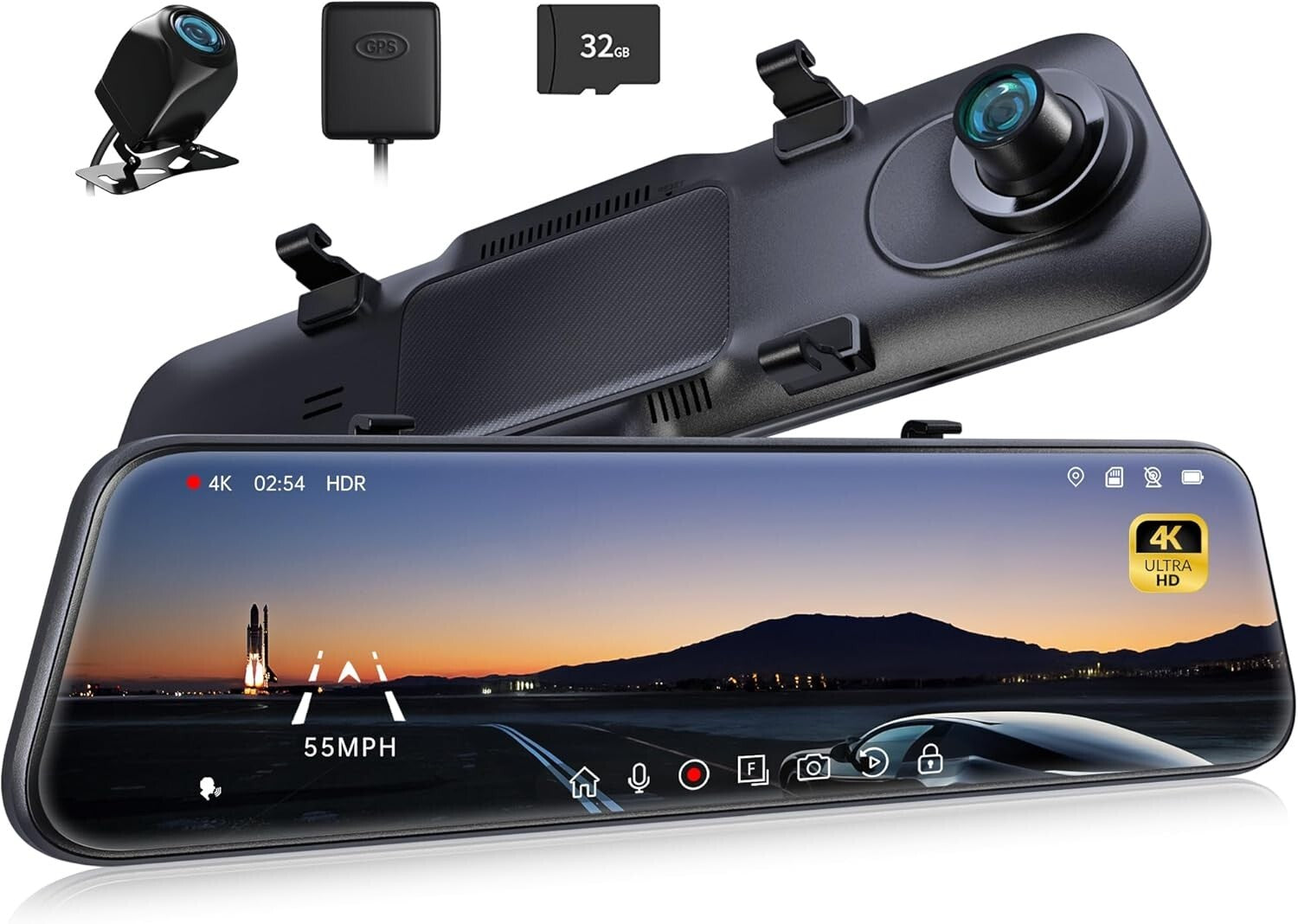Advanced 4K Mirror Dash Cam with Blind Spot Detection & Loop Recording Features