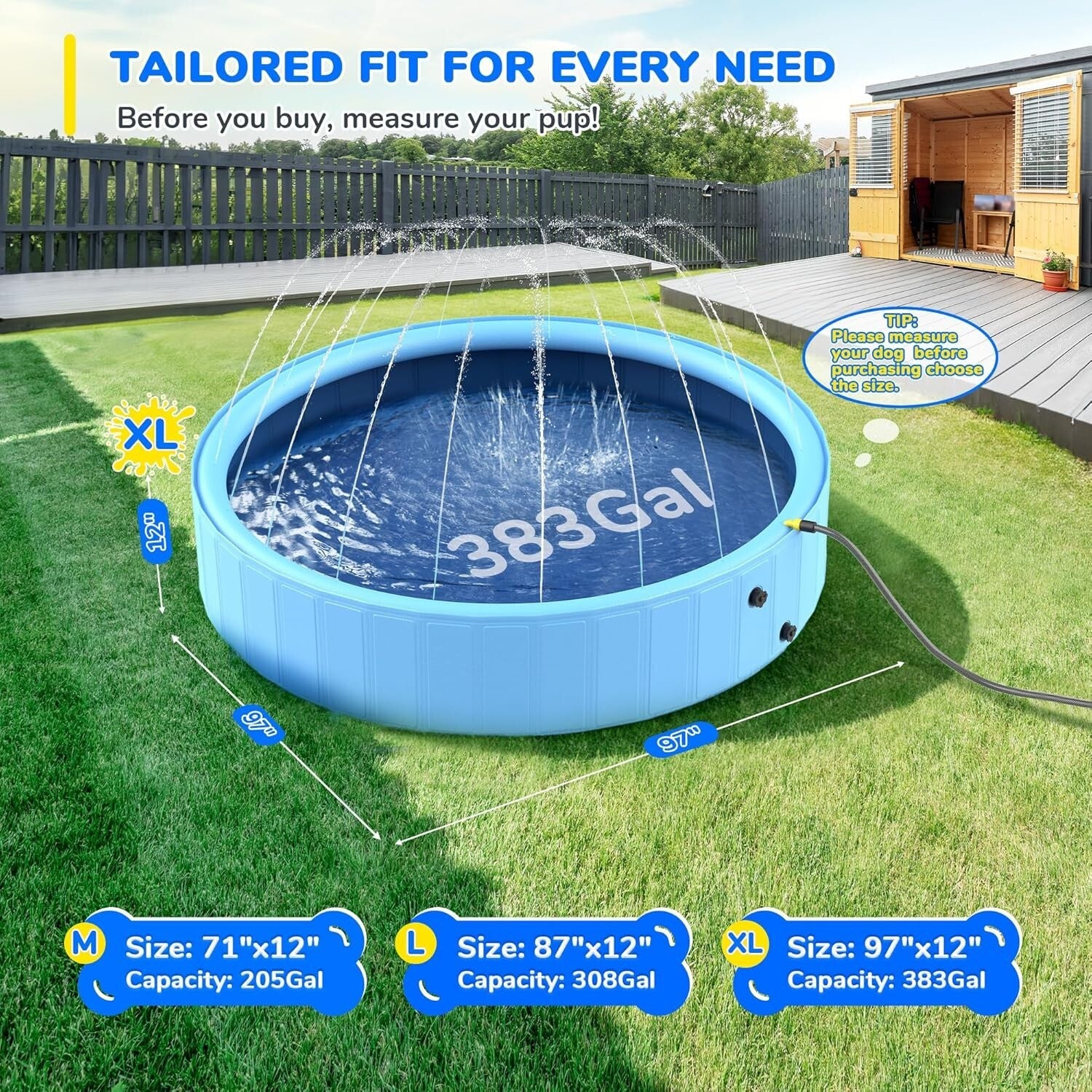Effortless 97'' Splash Pad Pool for Kids & Large Dogs - Cool Off Together