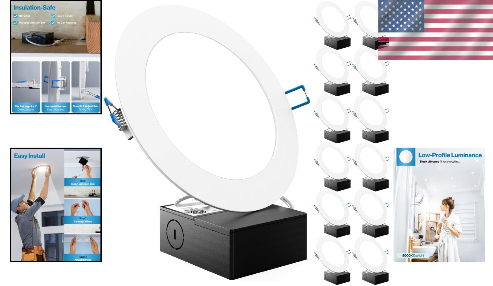 Sunco 12 Pack 6-Inch Dimmable LED Recessed Lighting, IC Rated for More Safety