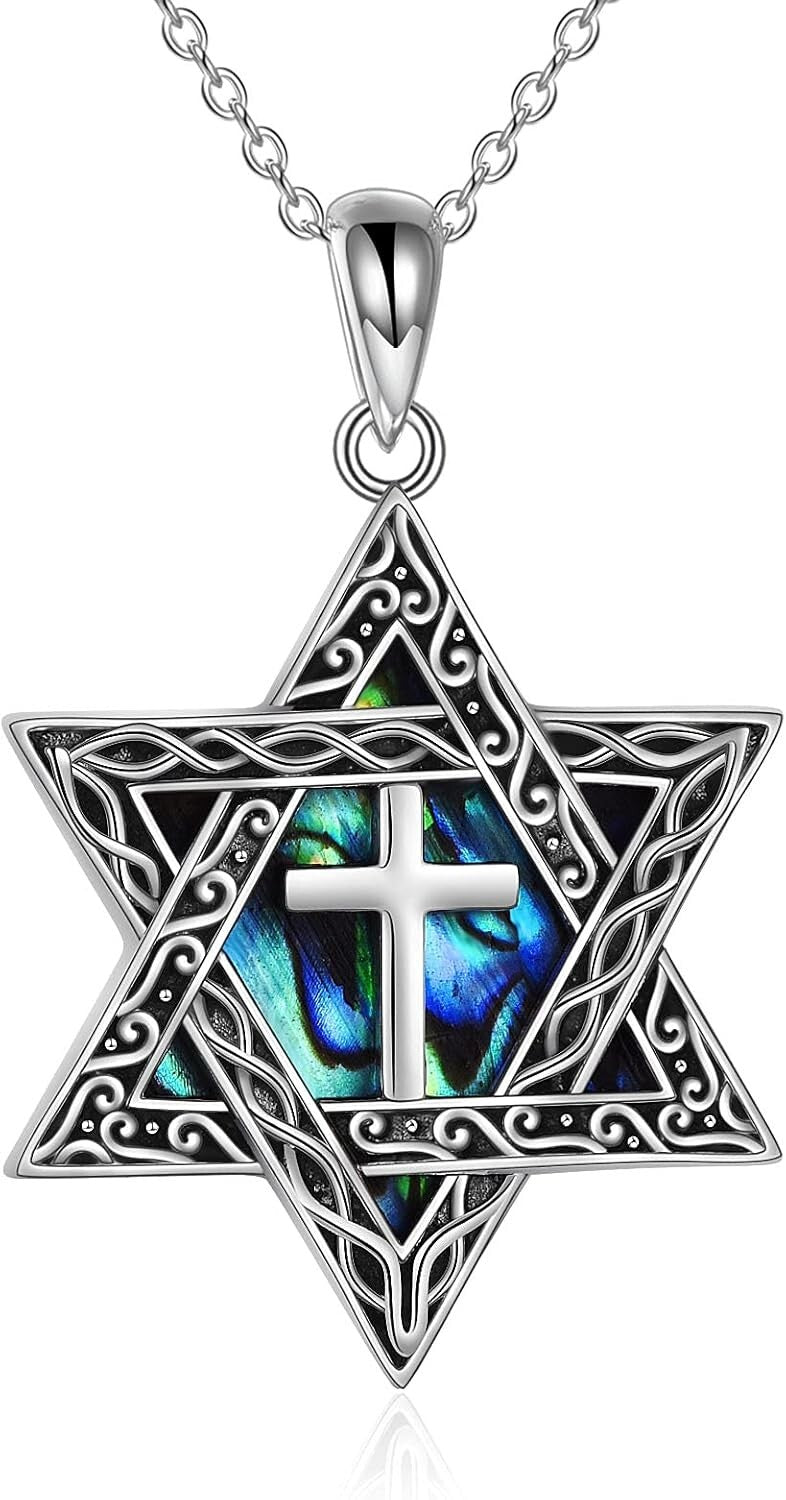 Sterling Silver Tree of Life and Star of David Pendant Necklace for Men & Women
