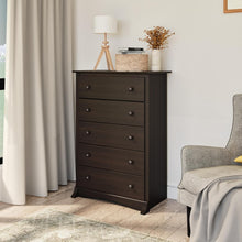 Load image into Gallery viewer, Elegant 5-Drawer Chest in Espresso - Durable &amp; Versatile Furniture for Any Room