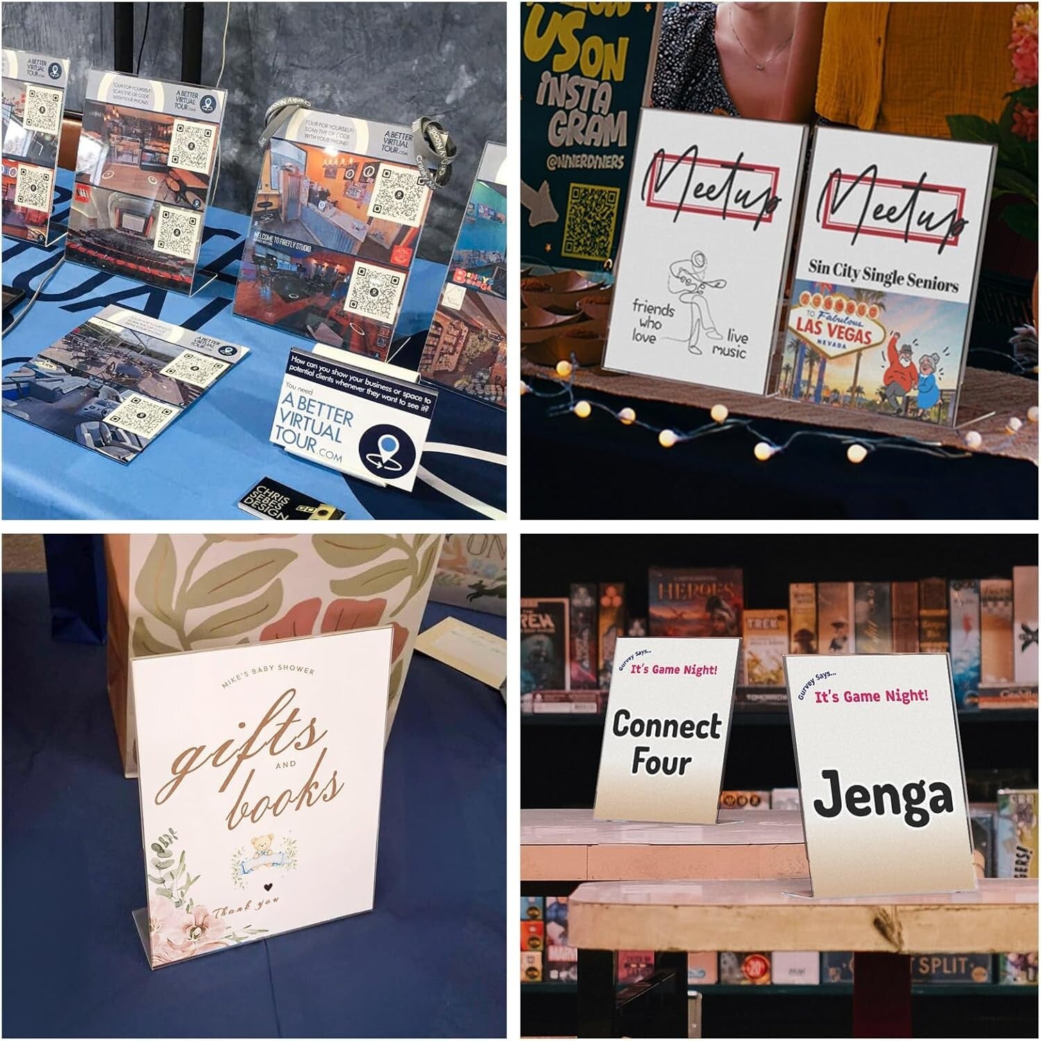 12 Clear Acrylic Picture Frames 8.5x11 - Easy Assembly Desktop Display Holders