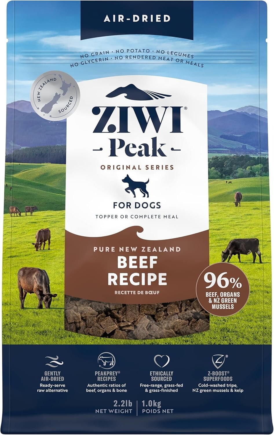 Peak Air-Dried Dog Food - Beef, High Protein, All Natural, 2.2 lb - Grain Free