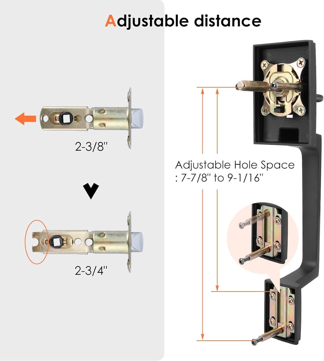 Zinc Alloy Matte Black Entry Door Handle with Single Cylinder Deadbolt Security