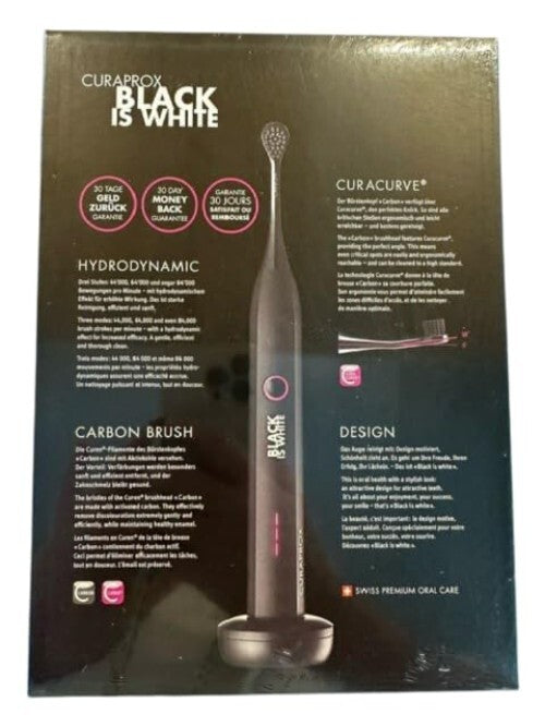 Hydrosonic Electric Toothbrush with Timer, Charger & Travel Case - Black & White