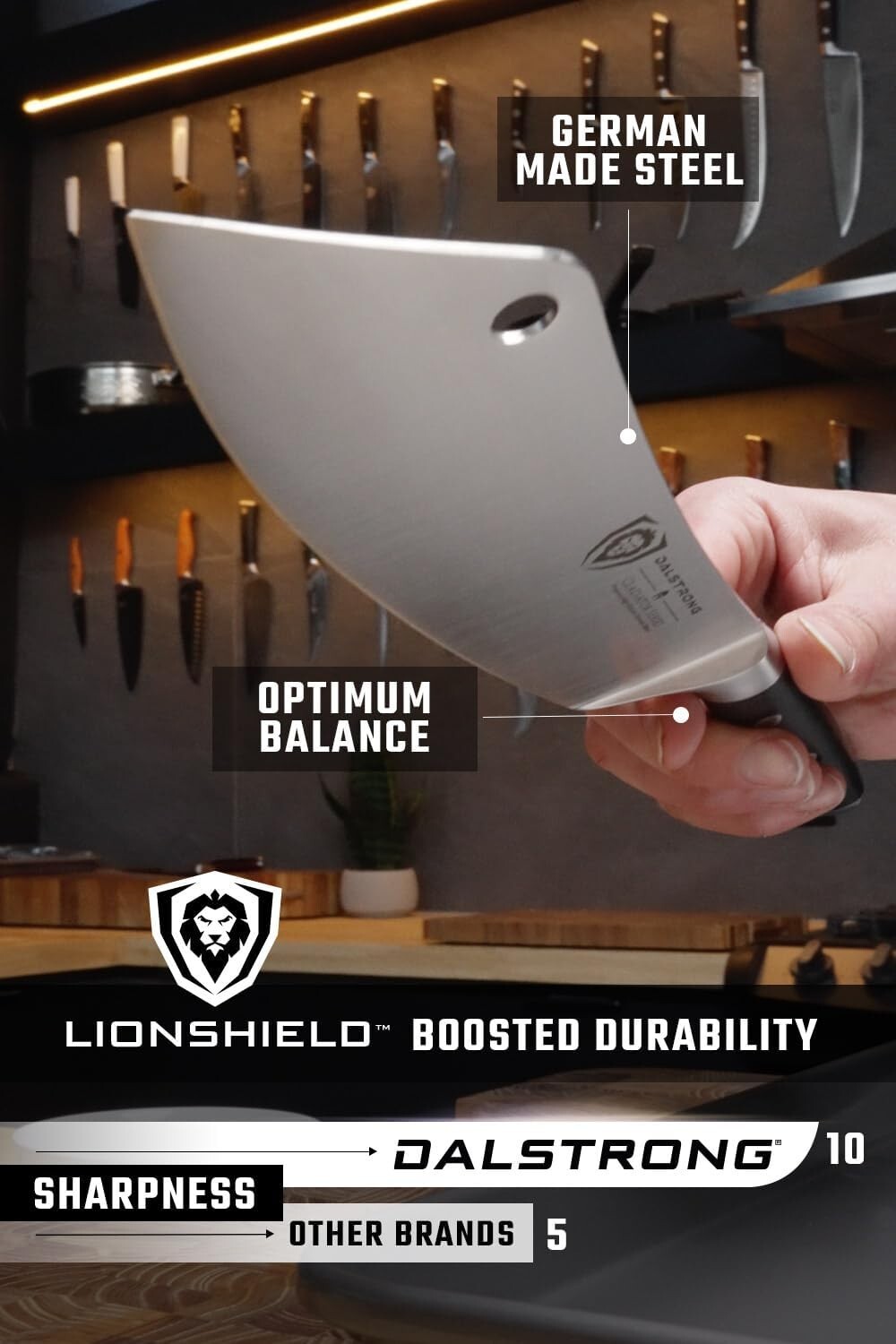 Versatile 8-Inch Kitchen Knife - Gladiator Series Cleaver with Ergonomic Handle