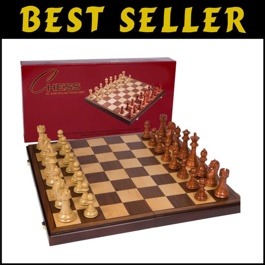 Extra Large 21-Inch Abigail Inlaid Wood Chess Set - Elegant Folding Board Game