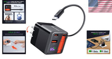 Load image into Gallery viewer, Multi-Device 65W USB C Travel Charger with Retractable Cable &amp; LCD Display