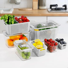 Load image into Gallery viewer, Large Capacity 4-Pack Fruit &amp; Vegetable Storage Containers with Ventilation Lids