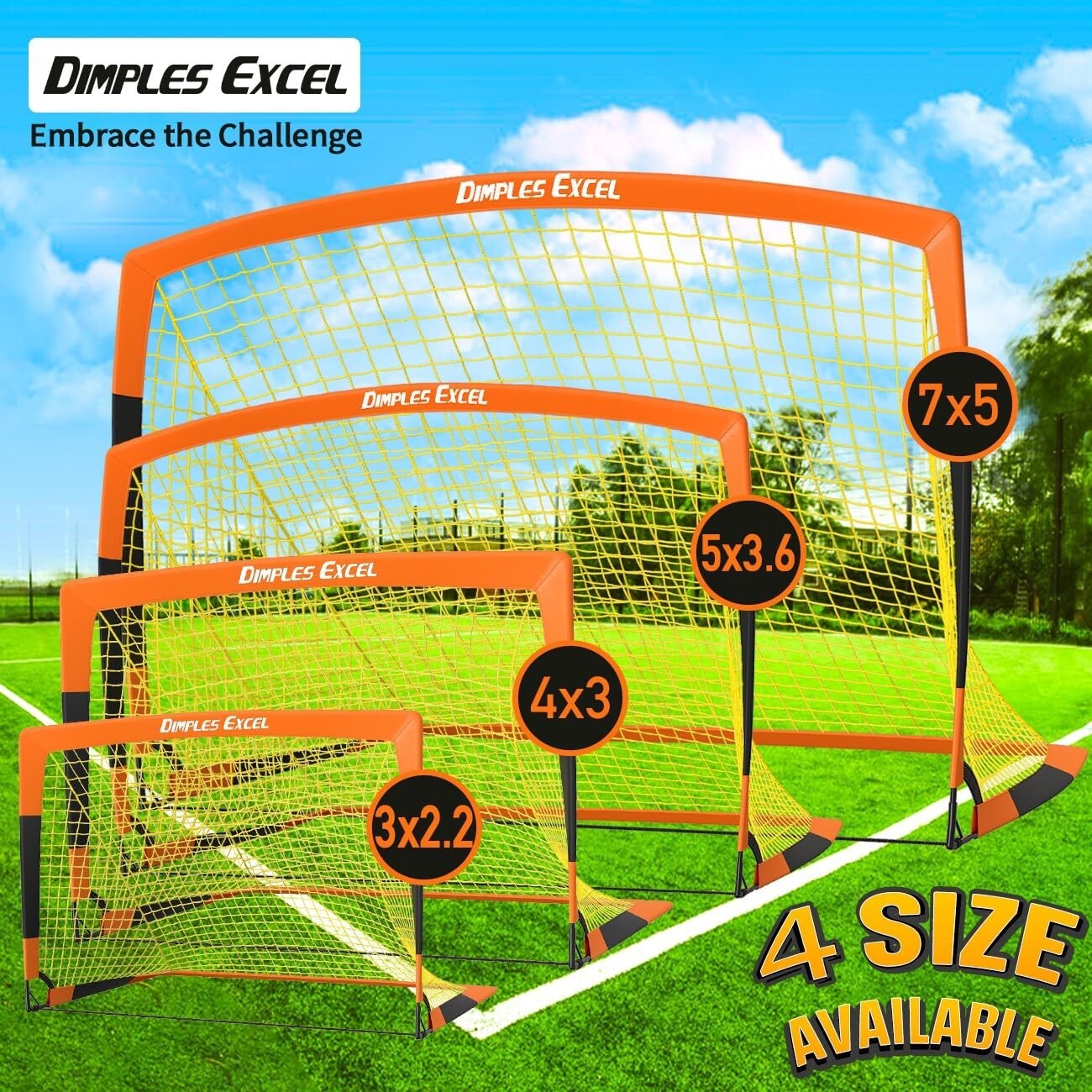 Eco-Friendly Backyard Soccer Goals for Kids | Age 6+ | (3x2.2, 5x3.6 FT)