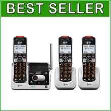 Load image into Gallery viewer, DECT 6.0 3-Handset Cordless Phone with Smart Call Blocking &amp; Answering Machine
