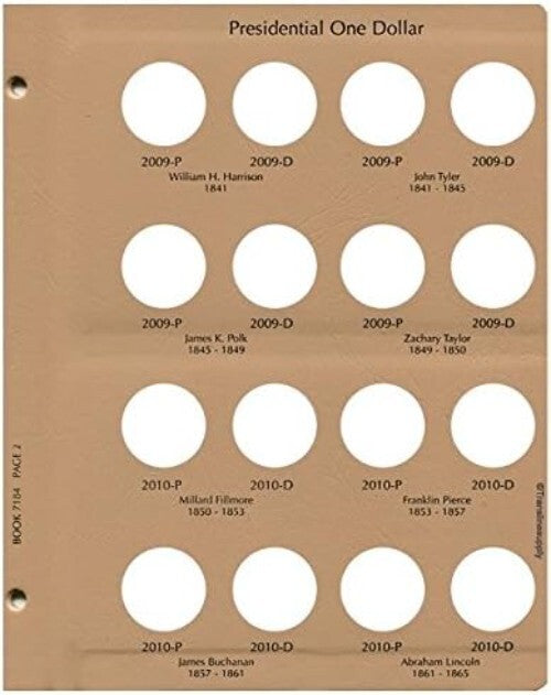 Premium Presidential Dollar Collector's Album - 6 Pages, Gold-Stamped Posts