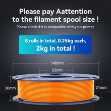 Load image into Gallery viewer, Strong &amp; Reliable 3D Printer PLA+ Filament - 8 Mini Spools 0.25kg, Multi-Color