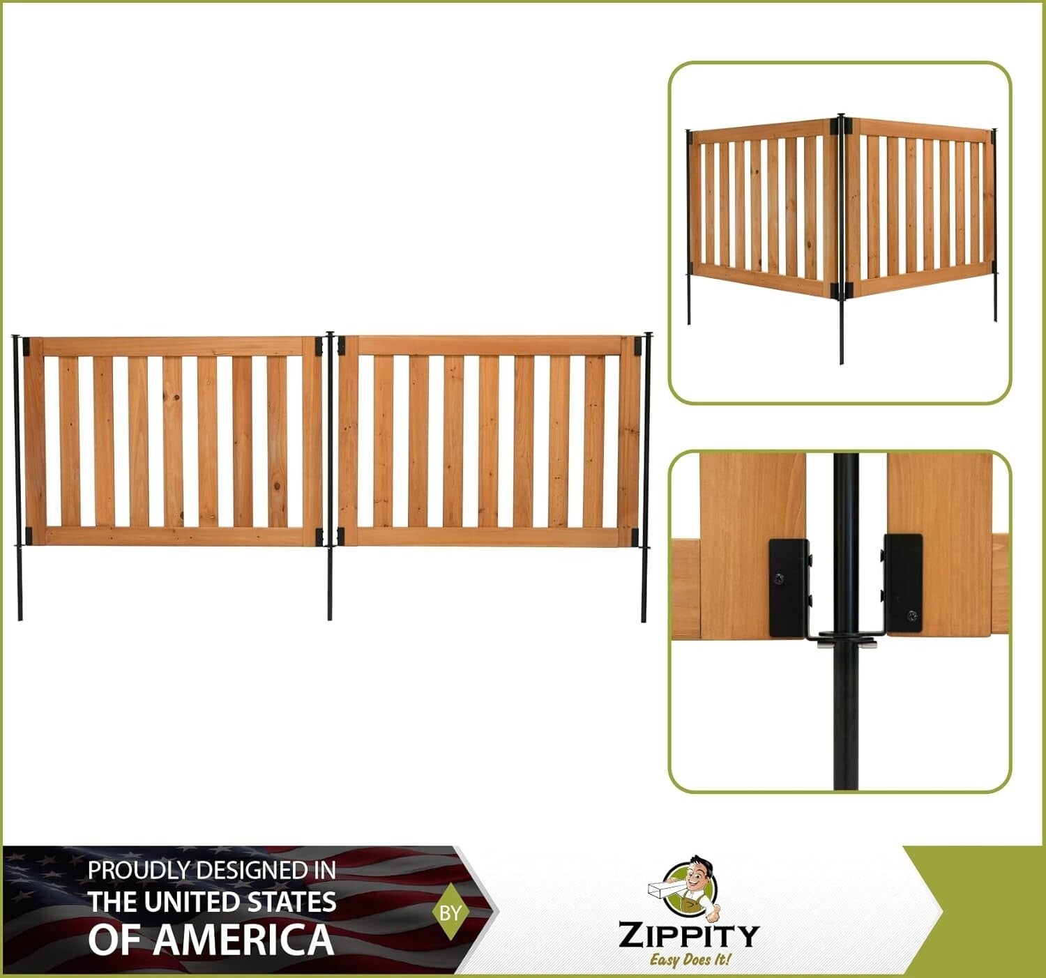 FSC Certified 32"H Wooden Fence Kit - Easily Assembled Garden & Dog Enclosure