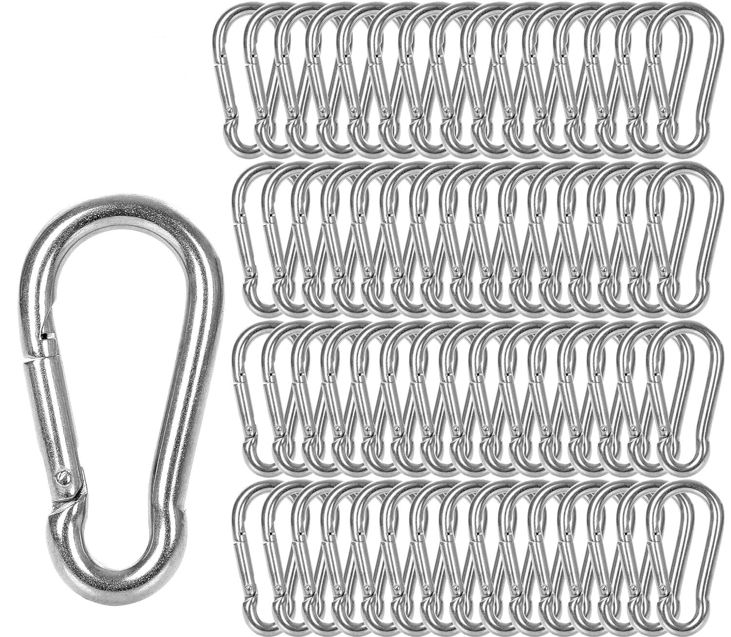 Portable 60-Pack M8 Carabiners with Screw Lock - Ideal for Camping and Hiking