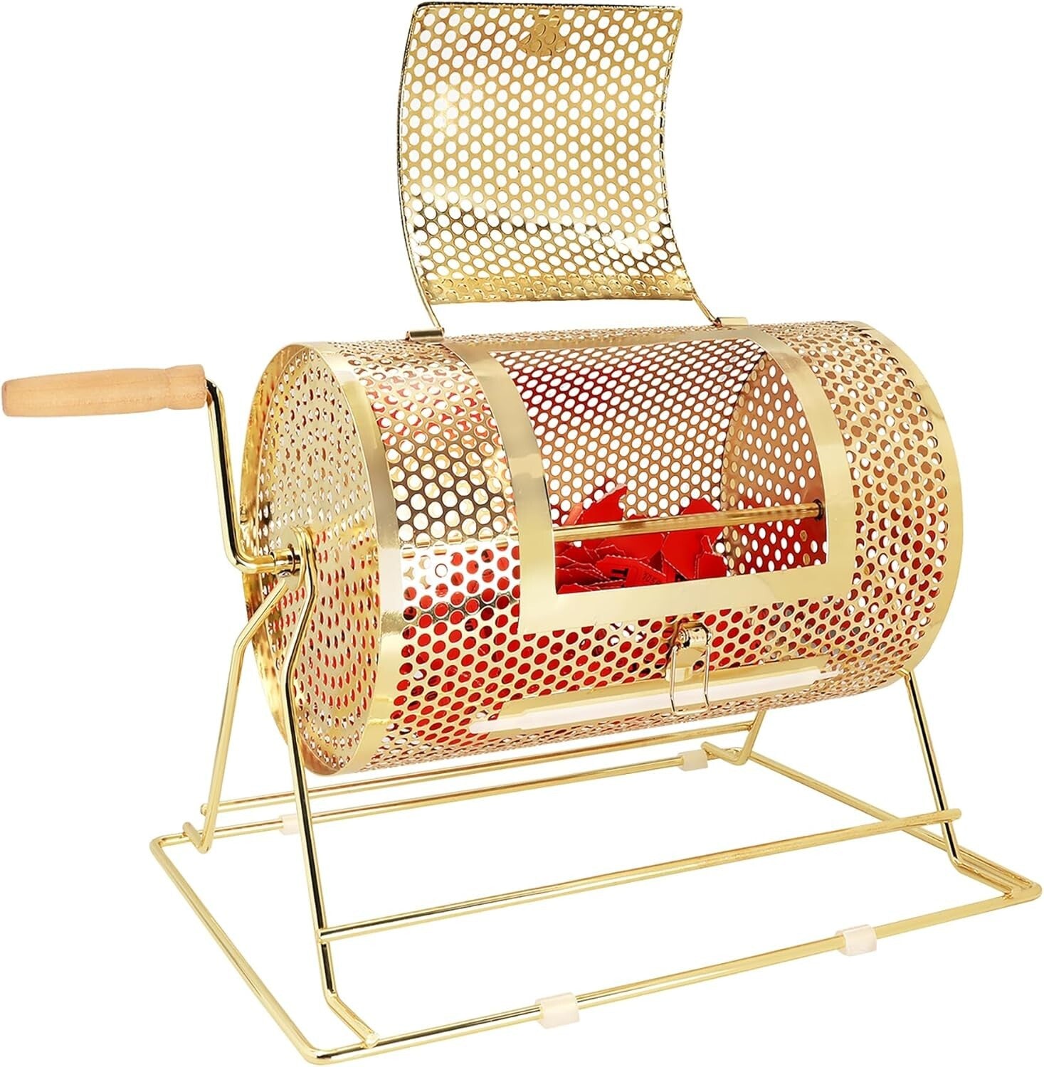 Elegant Brass Raffle Drum - Professional Ticket Spinner Holds 2,000 Tickets