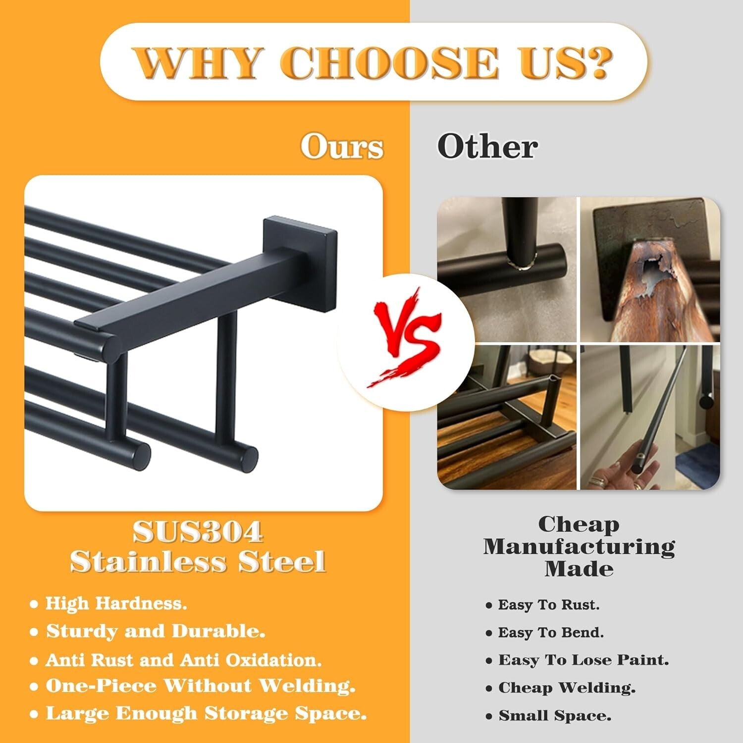 Elegant 24-Inch Wall-Mount Towel Holder in Matte Black - Heavy Duty Design