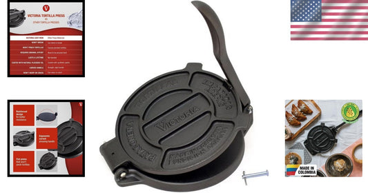 Durable 8-Inch Manual Tortilla Press: Artisan Crafted for Authentic Cooking