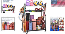 Load image into Gallery viewer, Multifunctional Sports Equipment Garage Organizer with Storage Bins &amp; Bat Rack