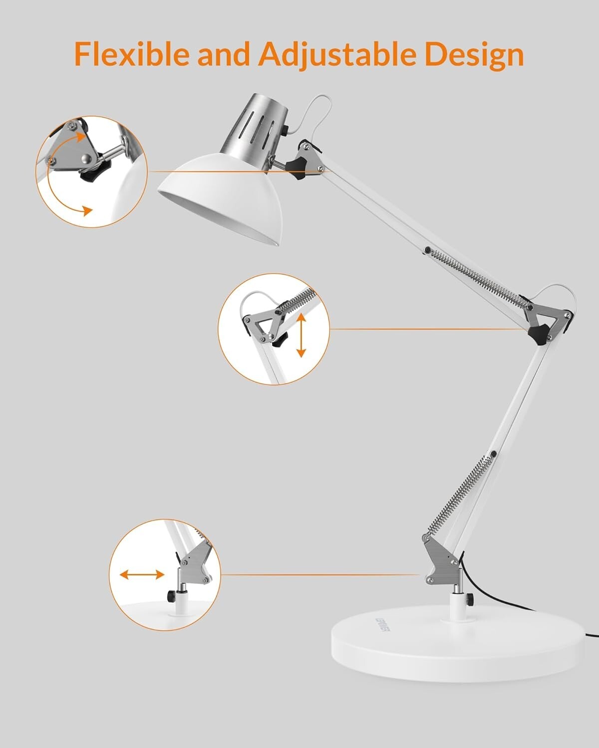 Clip-On Metal Desk Lamp with Adjustable Arm - Perfect for Home Offices & Reading