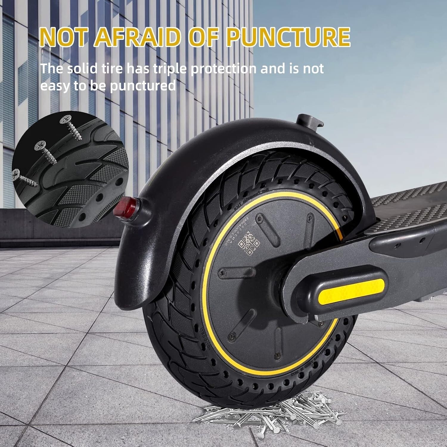 9.41 Inch Solid Rubber Tire for Electric Scooters - Abrasion and Explosion-Proof