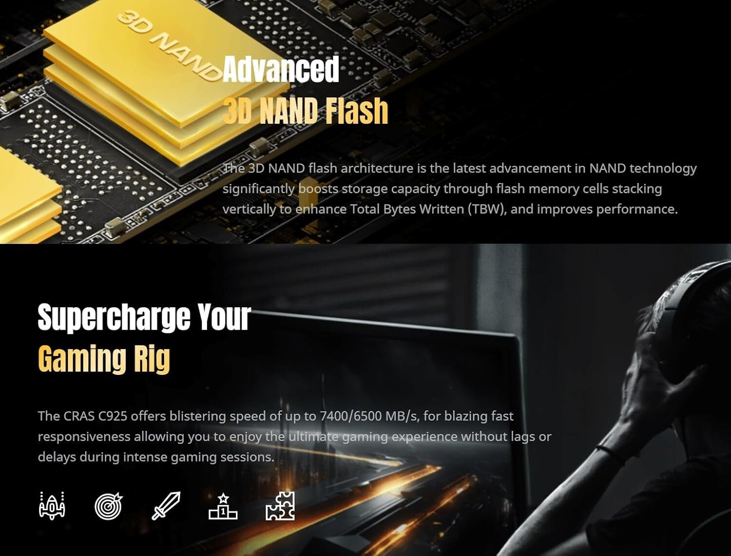 500GB CRAS C925 PCIe Gen4 SSD with Aluminum Heatsink – Ultimate Gaming Upgrade