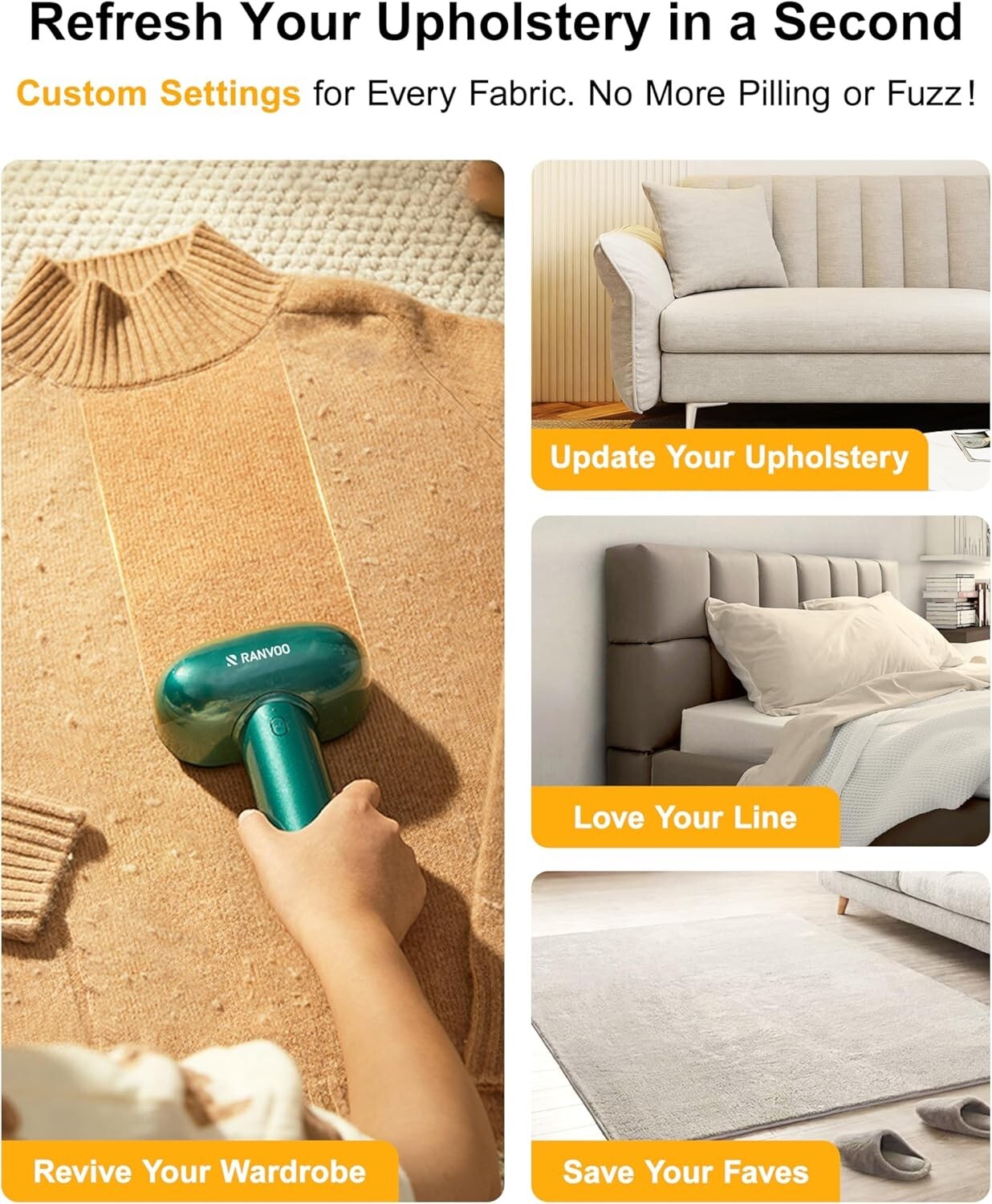 High-Speed Electric Lint Shaver with Dual Heads - Protects Delicate Fabrics