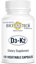 Load image into Gallery viewer, Natural Vitamin D3 &amp; K2 Capsules - 120 Count for Bone and Cardiovascular Support