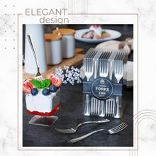 Load image into Gallery viewer, Bulk Pack of 500 Mini Disposable Silver Forks - Elegant 4-inch Dessert Utensils