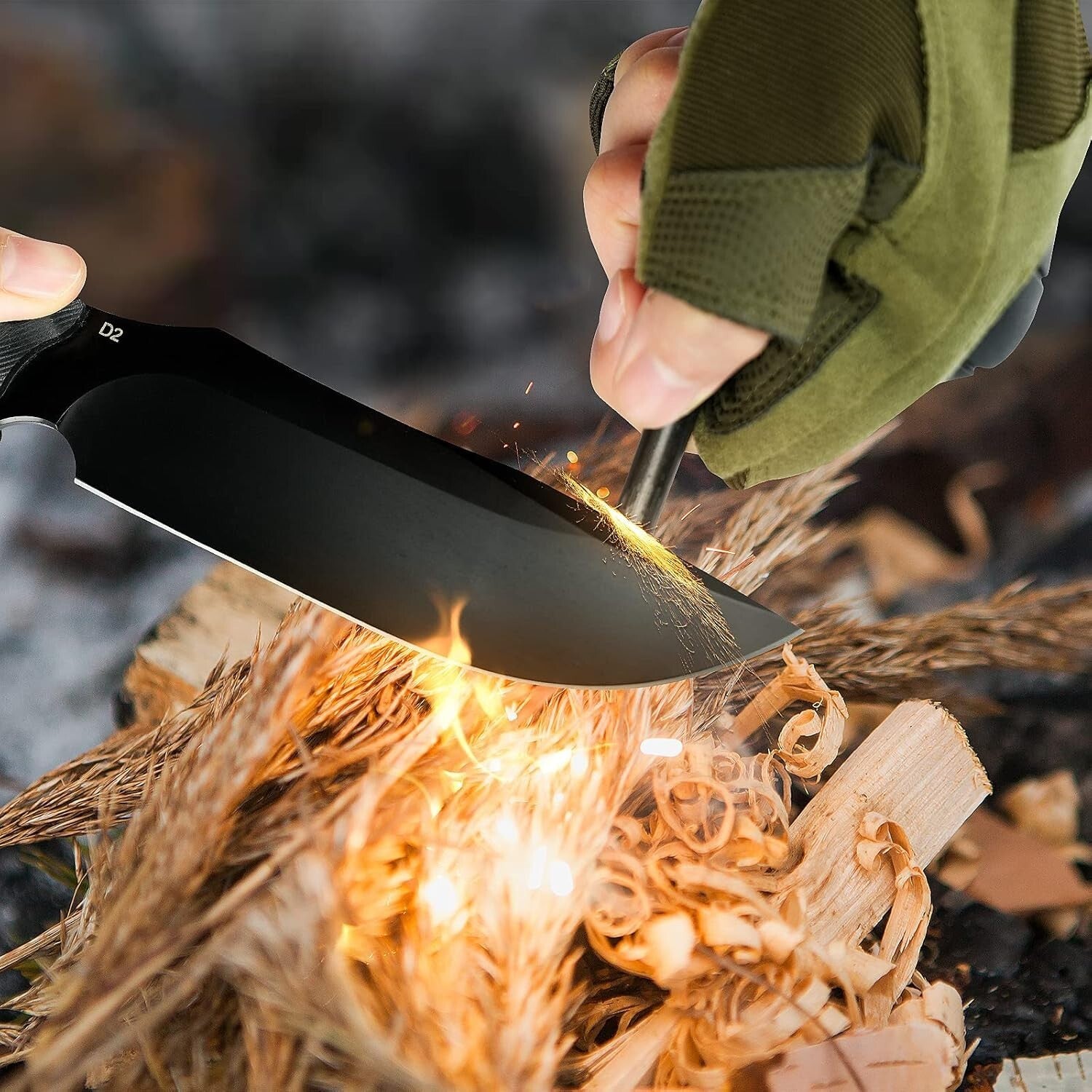 G10 Fixed Blade Survival Knife - 10.6" D2 Blade for Camping & Hunting Adventures