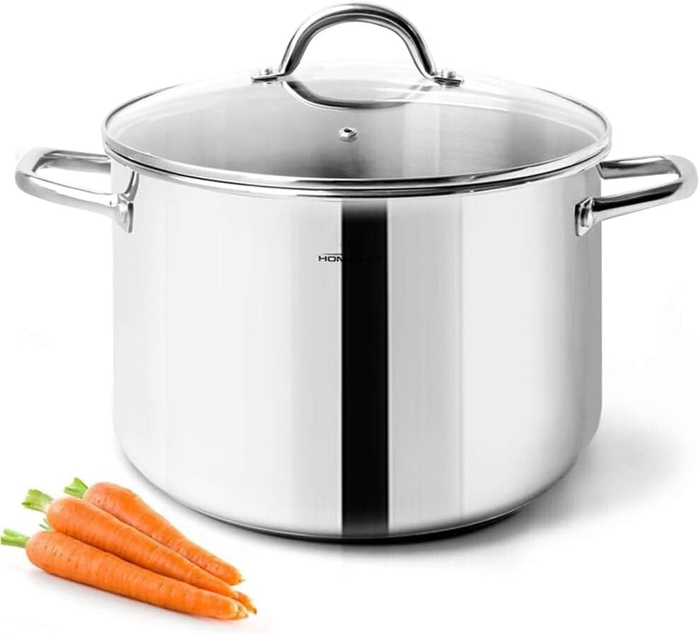 Durable Nickel-Free Stainless Steel Stock Pot - 6 Quart with Ergonomic Handles