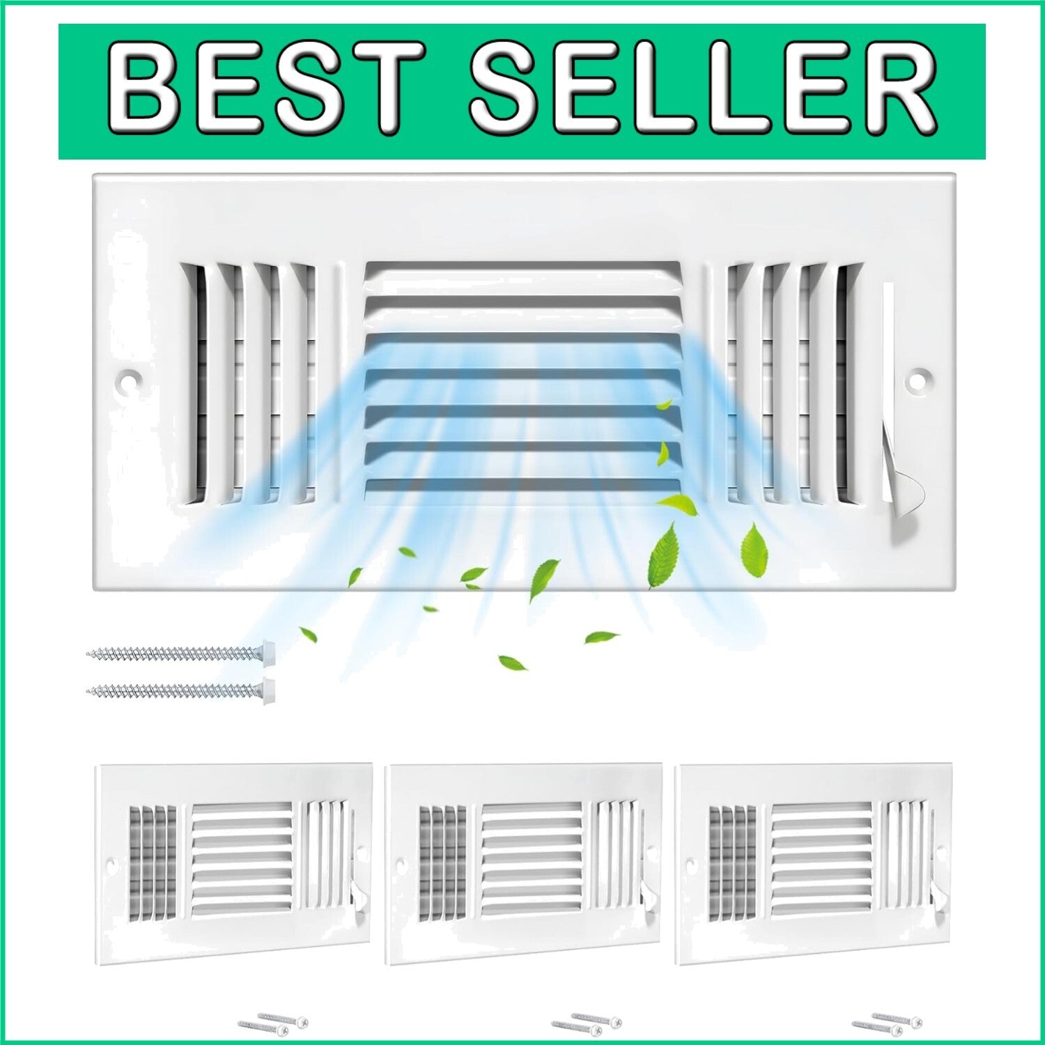 6-Pack 12x6 Inch Adjustable Metal Air Vent Covers for Ceiling & Wall
