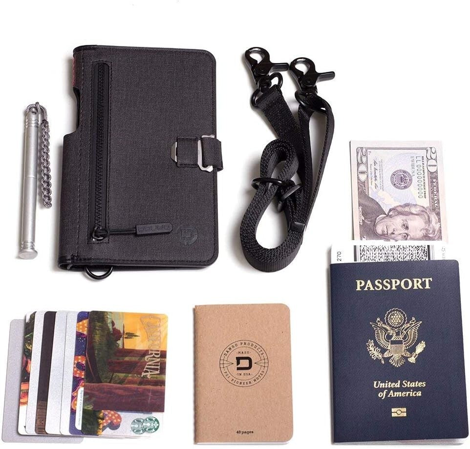 Dango Slim Minimalist RFID Travel Wallet - Bifold & Document Holder in Black