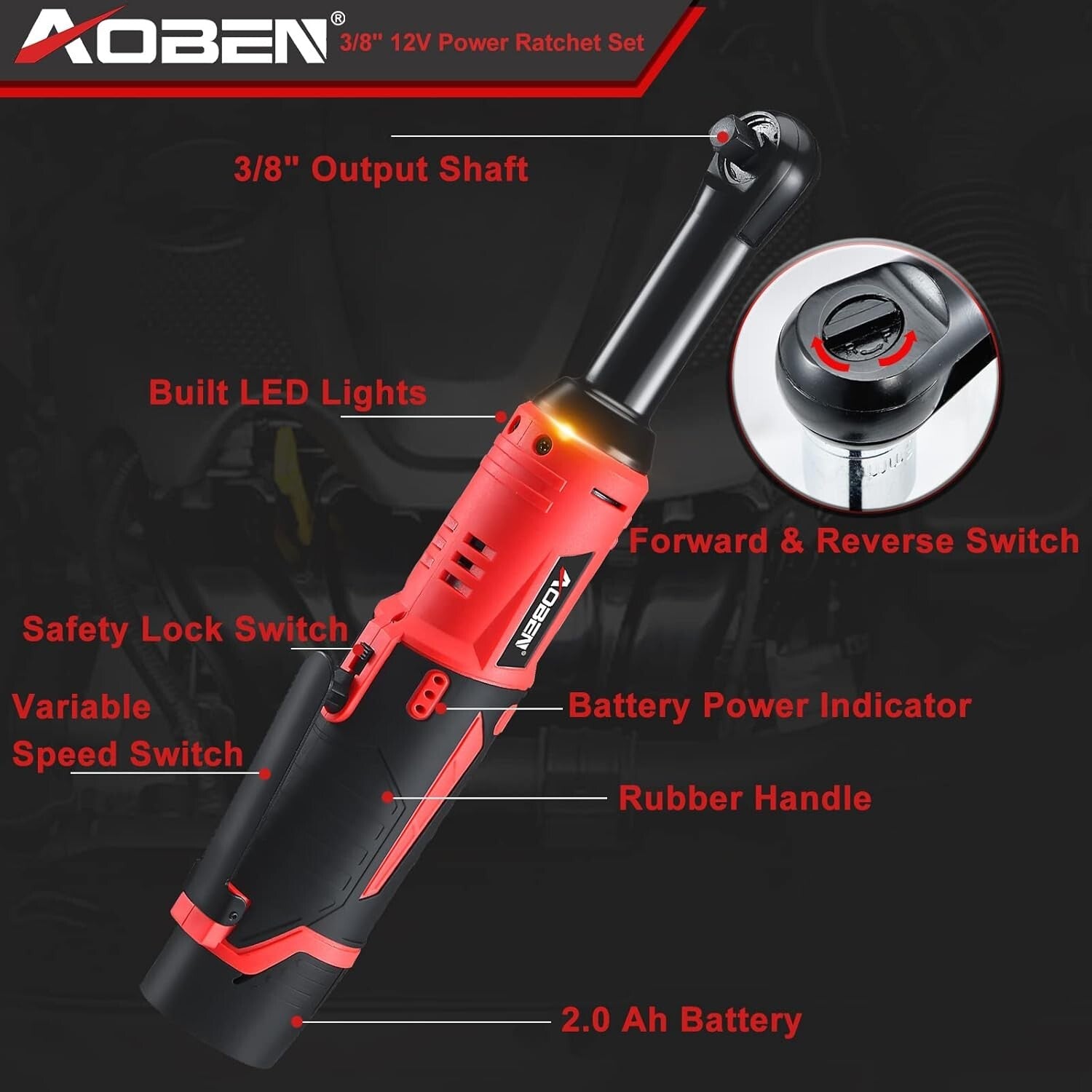 All-in-One Cordless Electric Ratchet Wrench Kit with Sockets & Batteries