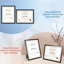 Load image into Gallery viewer, Bulk Set of 18 Black 8.5x11 Frames - Perfect for Photos, Awards, and Documents