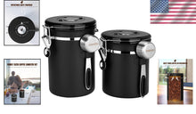 Load image into Gallery viewer, Airtight Coffee Canister Set, 22oz + 16oz with CO2 Valves &amp; Date Tracker - Black