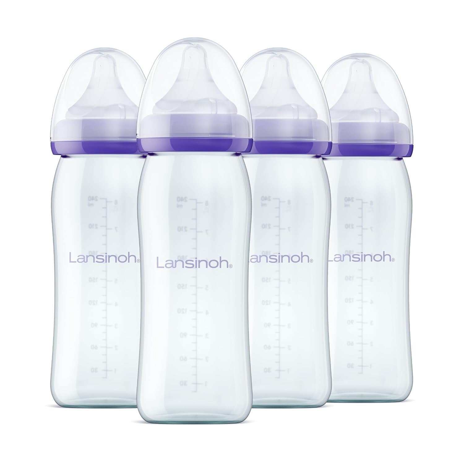4 Pack Anti-Colic Vented Glass Baby Bottles – 8 Oz, BPA-Free and Dishwasher Safe