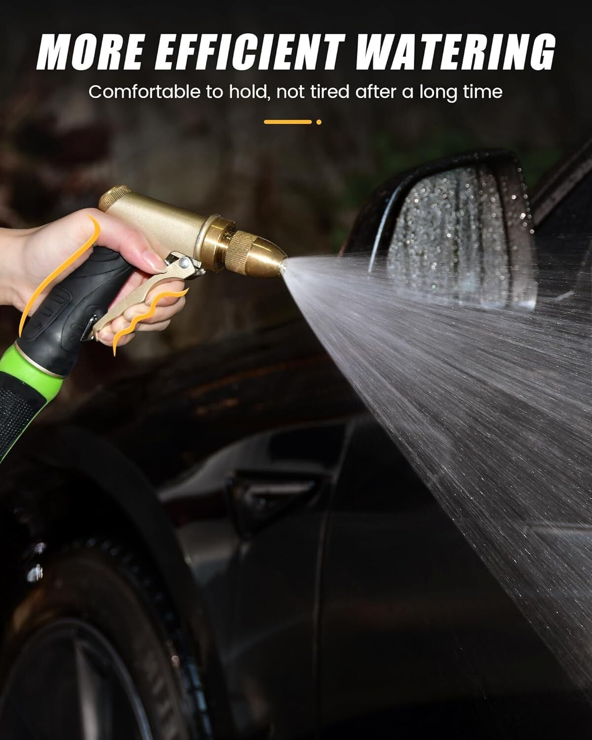 Durable Brass Garden Hose Nozzle - Adjustable Patterns for Cleaning & Watering