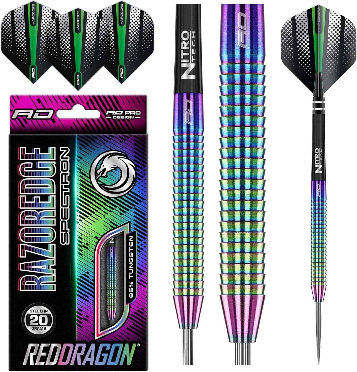 High-Performance 85% Tungsten Darts with Flights & Shafts - Multi-Coloured Style