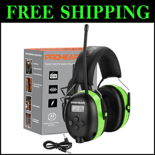 Durable Green Earmuffs with 25dB NRR and Digital Radio for Outdoor Noise Control