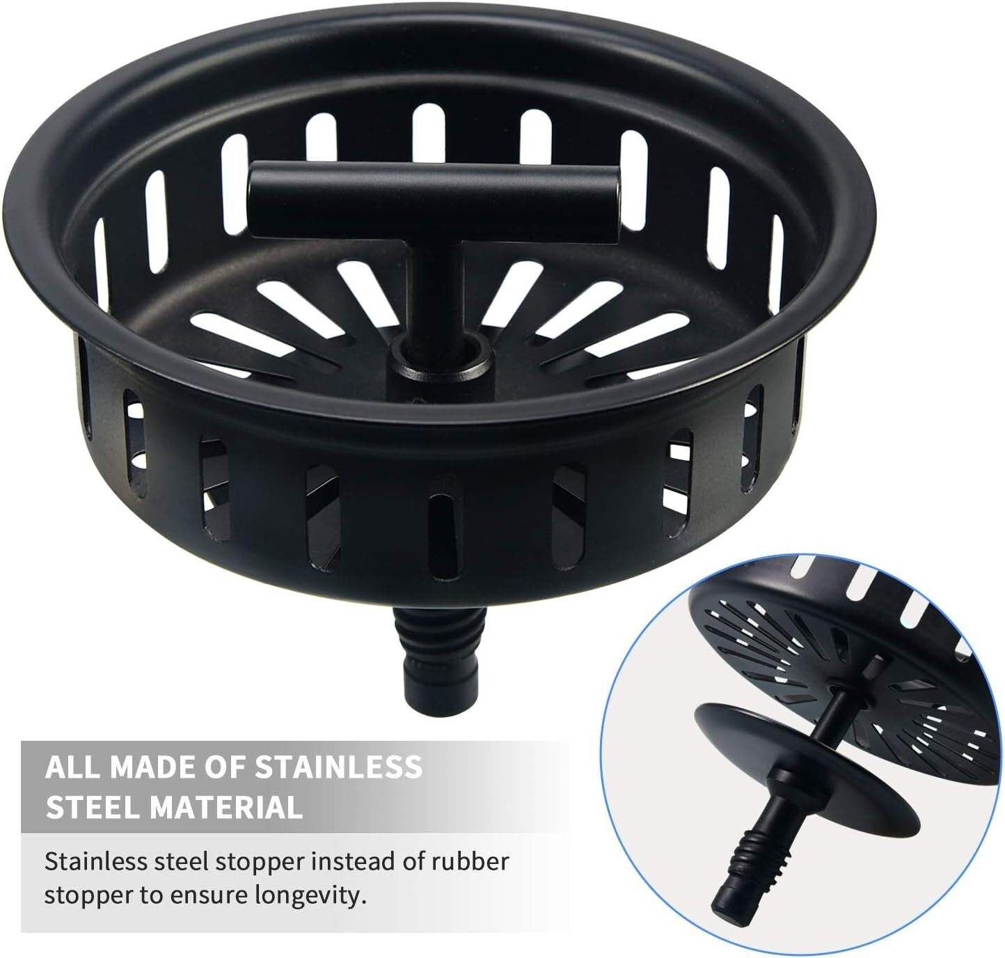 Stainless Steel Kitchen Sink Strainer Assembly - Rustproof & Leak-Proof Design