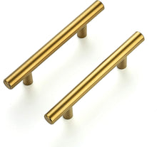 Load image into Gallery viewer, 60 Pack Brushed Brass Cabinet Pulls - Elegant 5” Stainless Steel Handles