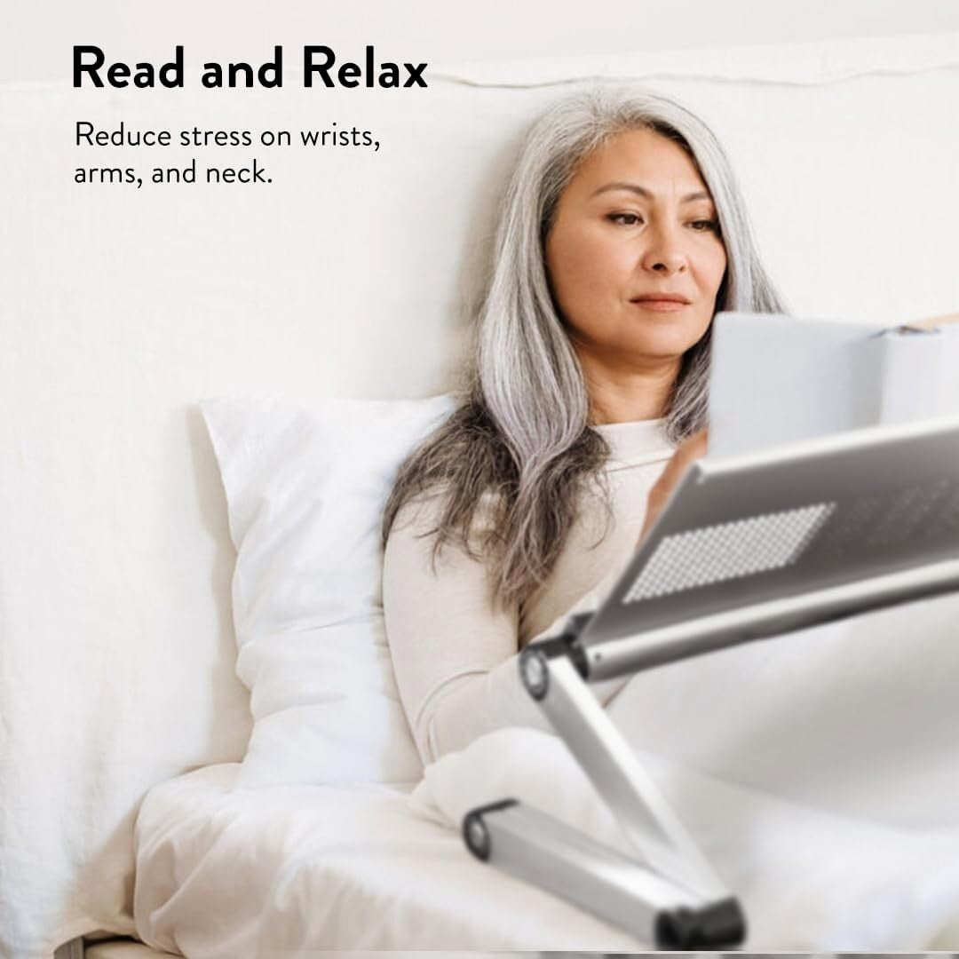 Aluminum Adjustable Book Stand - Lightweight Cookbook Holder for Kitchen Counter