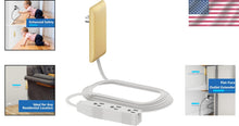 Load image into Gallery viewer, Sleek Gold Outlet Extender 3 Receptacles with Long 8ft Cord &amp; Surge Protection