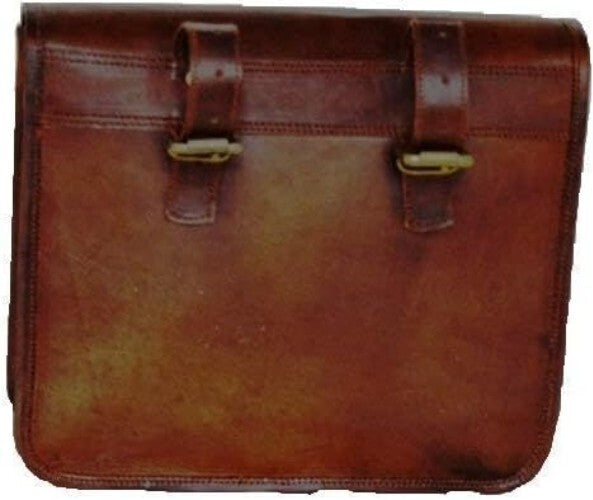 Stylish 100% Goat Leather Motorcycle Saddlebag with Adjustable Strap - 15" Wide